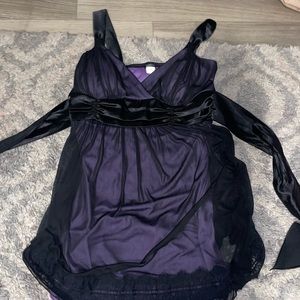 Vintage Purple and black Taboo knee length 90's prom & hoco dress with lace